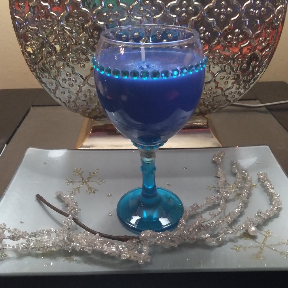 Homemade wine glass candle